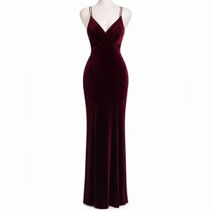 Elegant Burgundy Evening Gown with Leg Slit